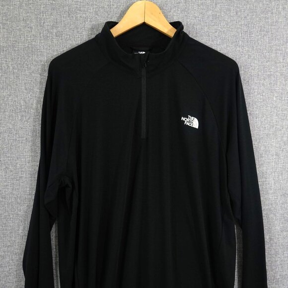 The North Face Men's XL Black Quarter Zip Long Sleeve Thumbhole Pullover Shirt - Picture 1 of 6